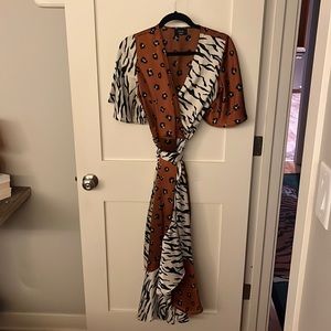 Fun multi-animal print slip dress.